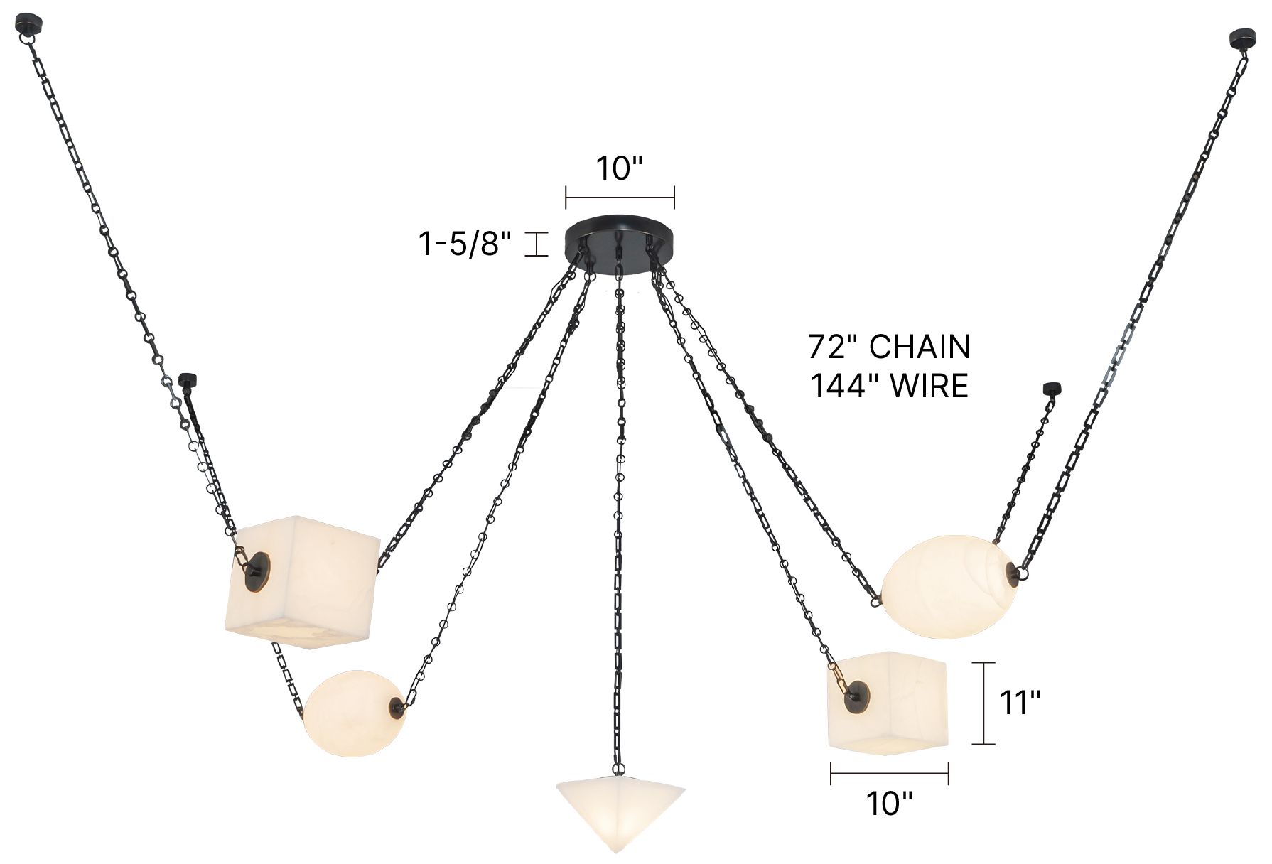 Mineral 5-Light Alabaster dimmable LED Chandelier with Patina Brass Finish