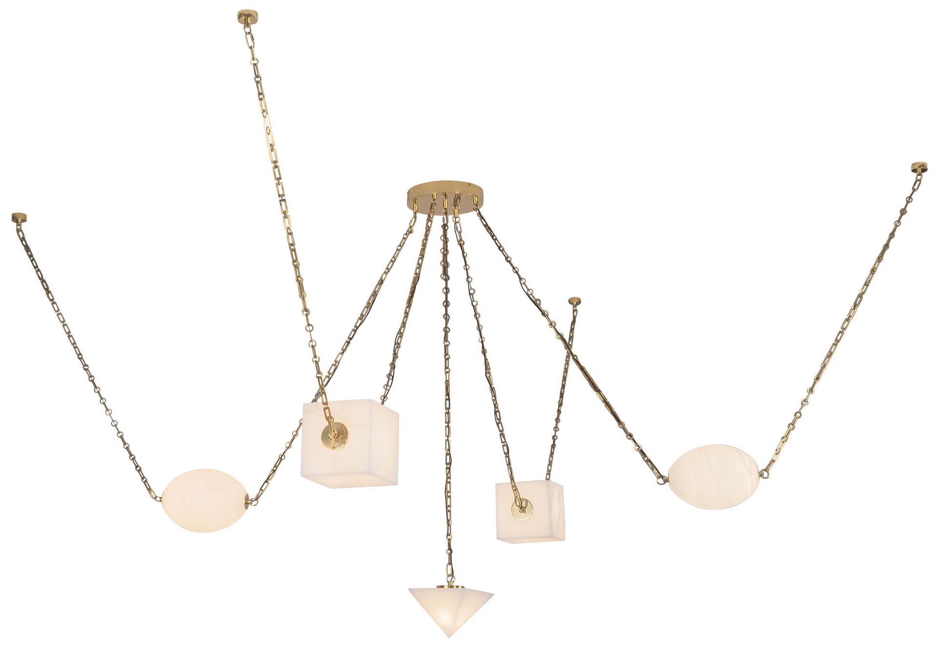 Image 6 Mineral 5-Light Alabaster dimmable LED Chandelier with Patina Brass Finish more views