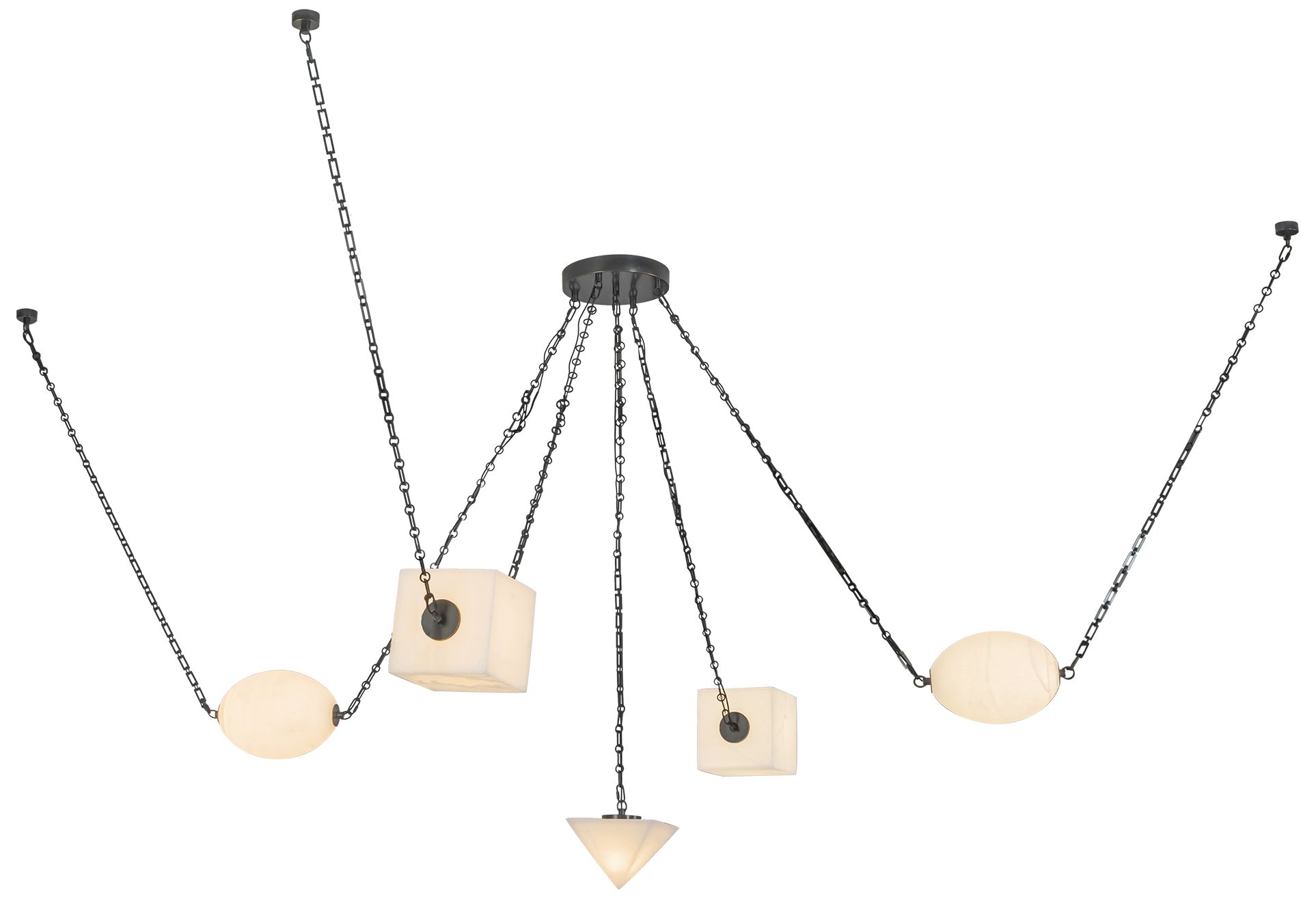Image 6 Mineral 5-Light Alabaster dimmable LED Chandelier with Urban Bronze Finish more views