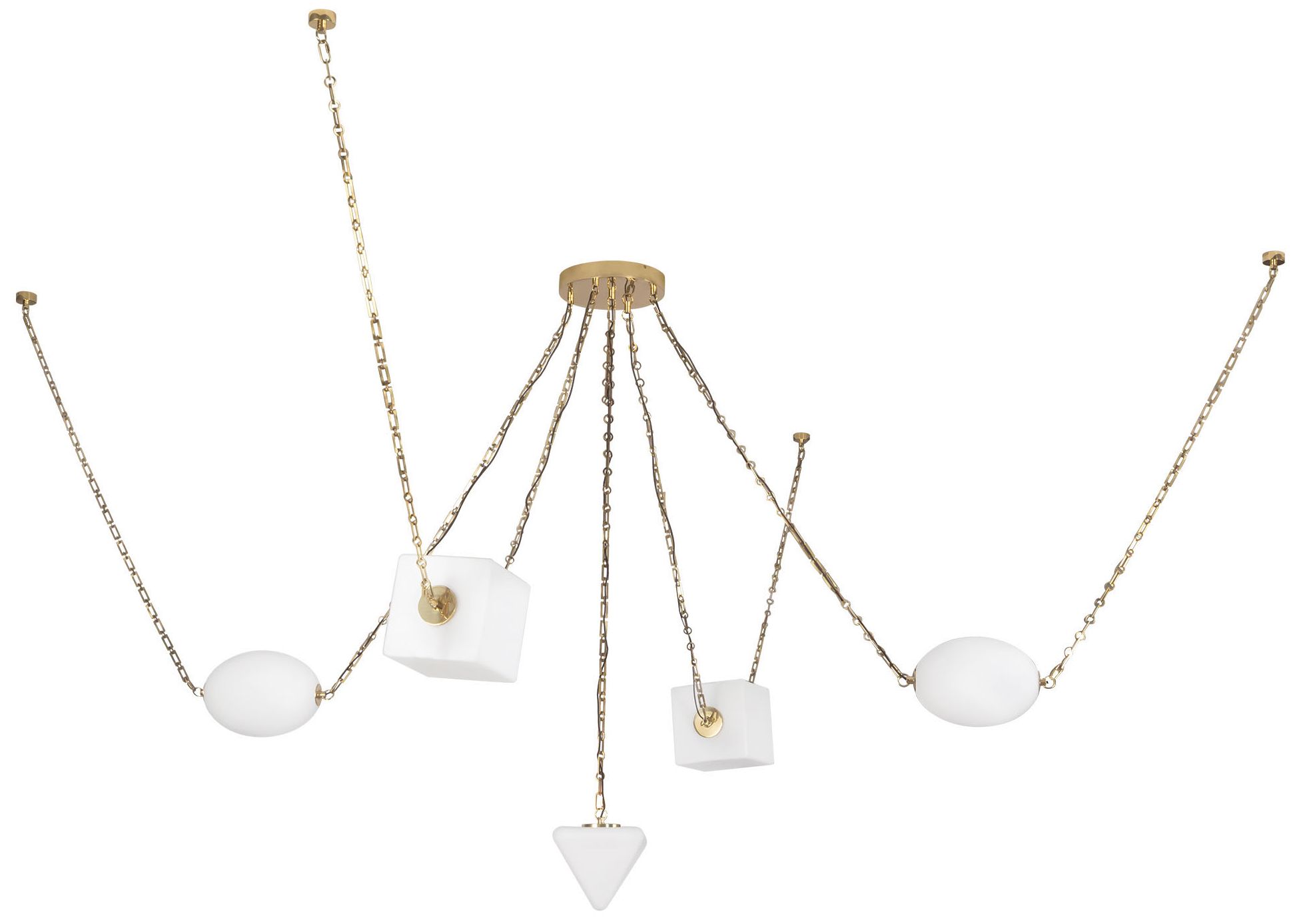 Image 3 Mineral 5-Light Brass dimmable LED Chandelier with Opal Glass more views