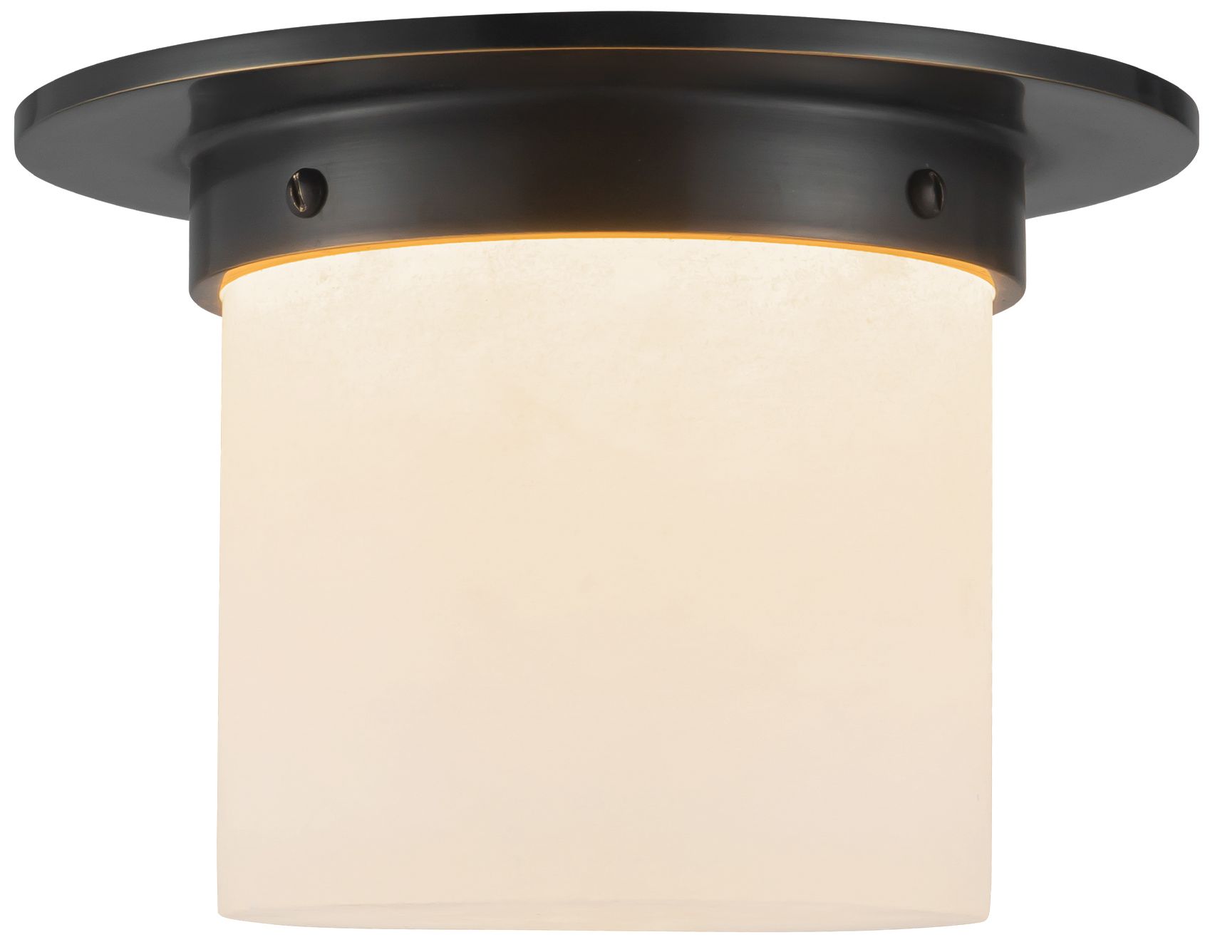 Mineral 8-in Alabaster Cylinder Flush Mount with Urban Bronze Finish