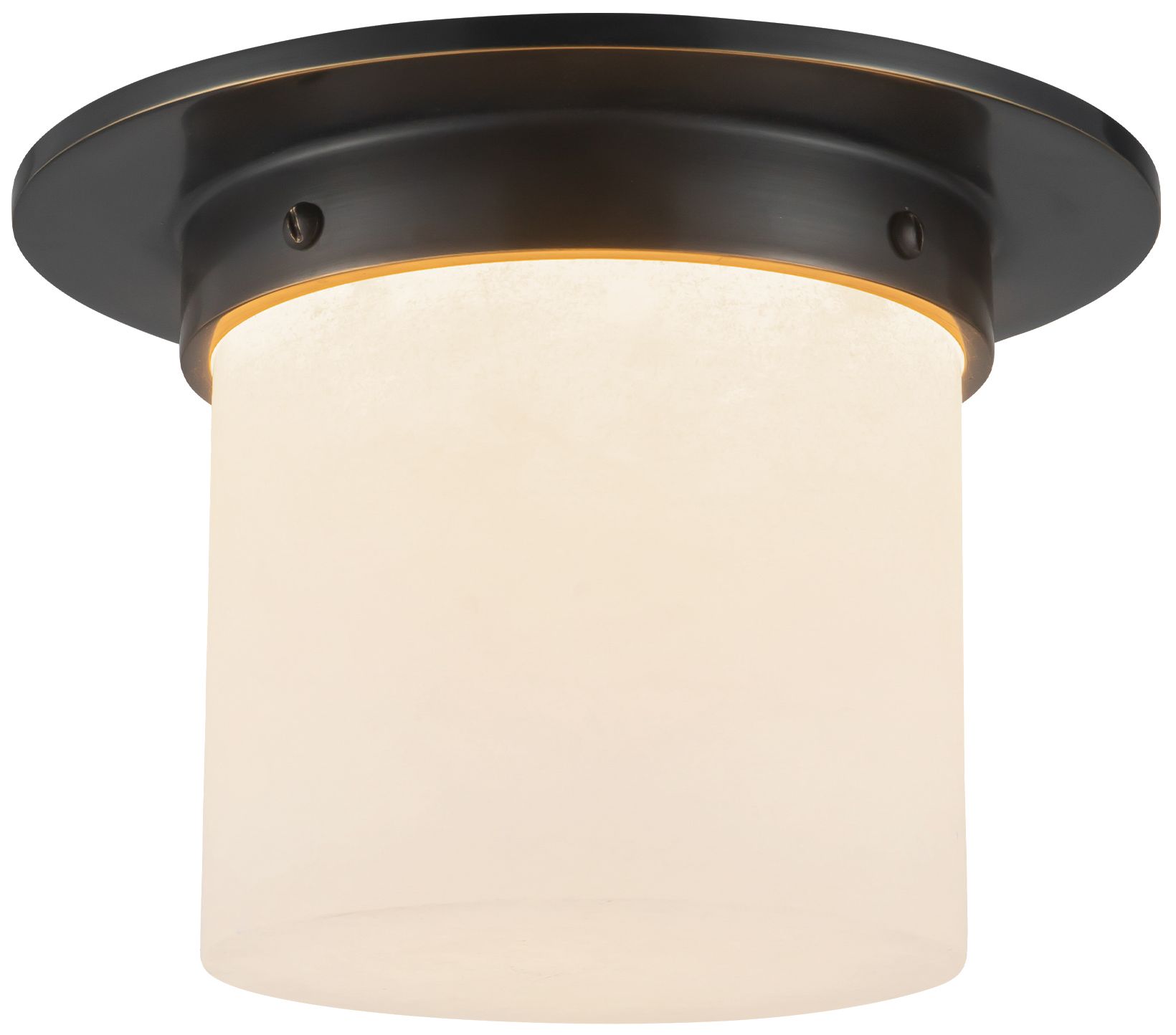 Image 3 Mineral 8-in Alabaster Cylinder Flush Mount with Urban Bronze Finish more views