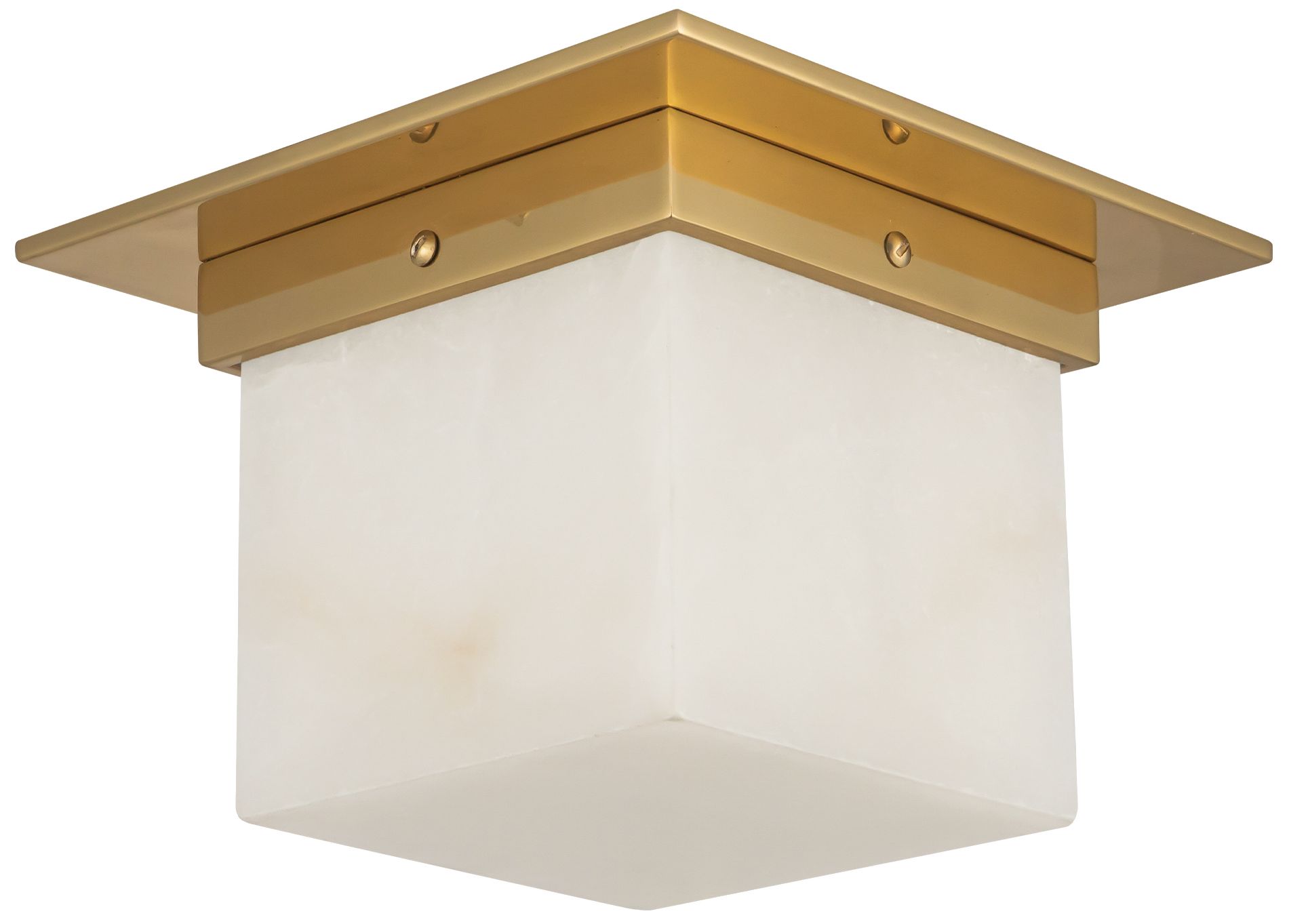 Image 4 Mineral 8-in Alabaster Square Flush Mount with Patina Brass Finish more views
