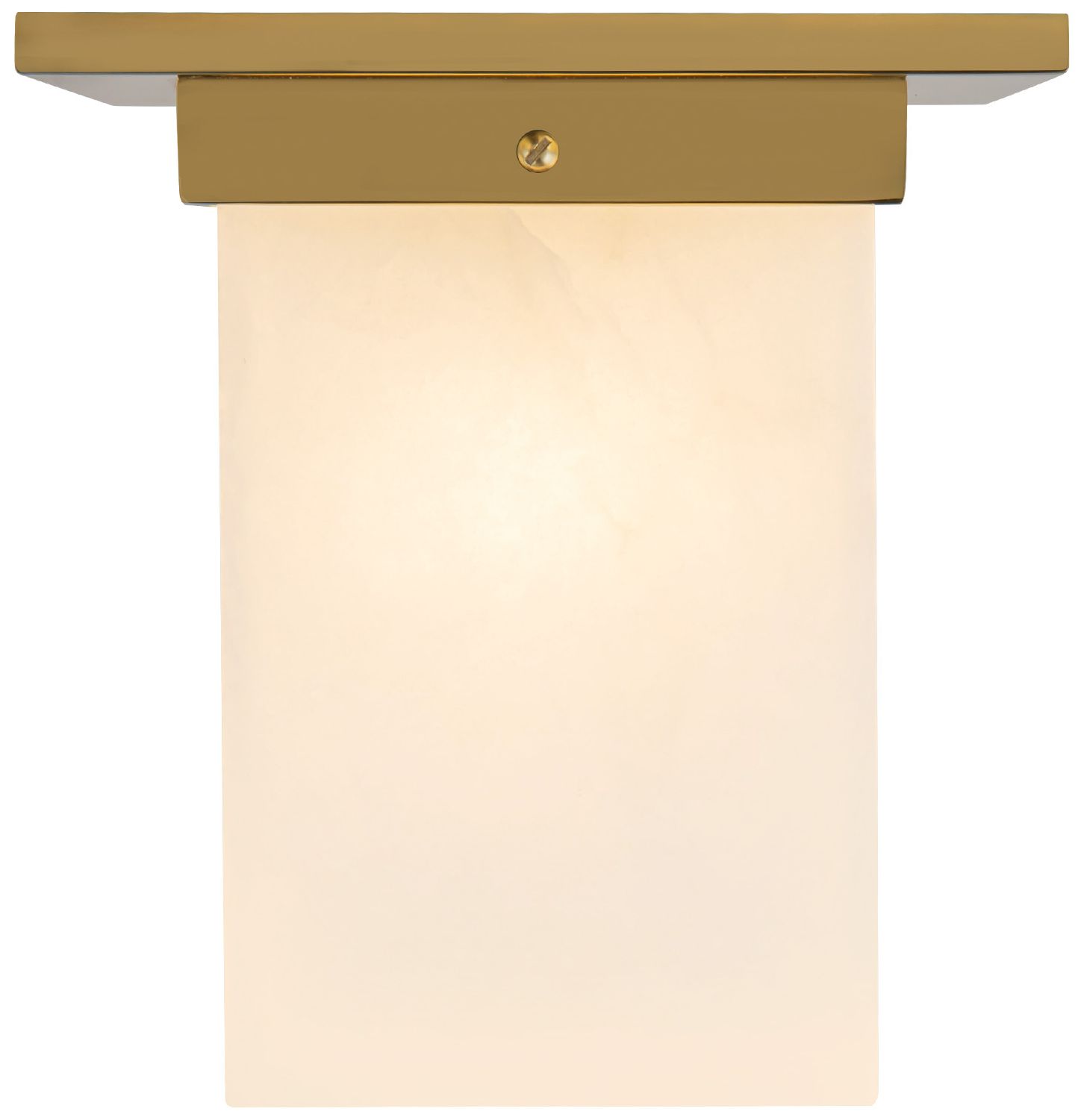 Mineral 8-in Alabaster Square Flush Mount with Patina Brass Finish