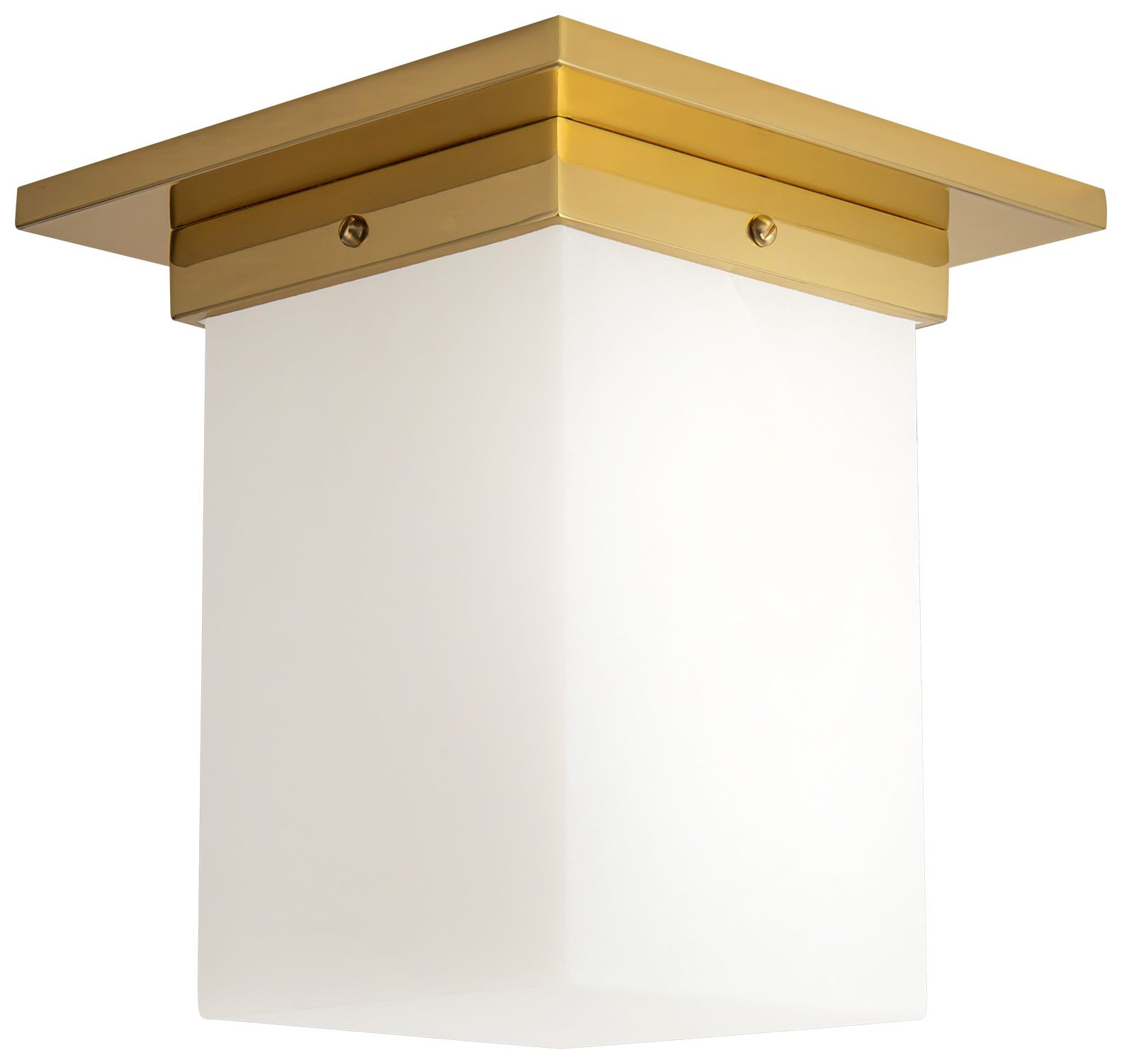 Image 3 Mineral 8-in Alabaster Square Flush Mount with Patina Brass Finish more views