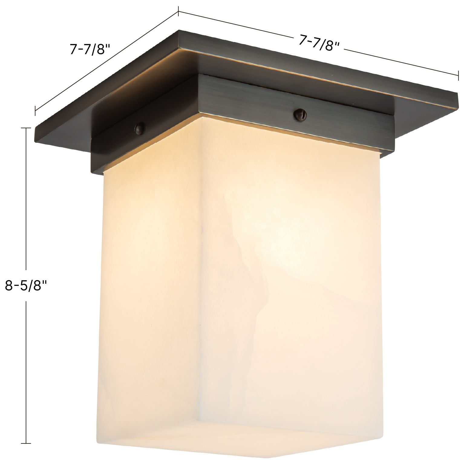 Image 6 Mineral 8-in Alabaster Square Flush Mount with Patina Brass Finish more views