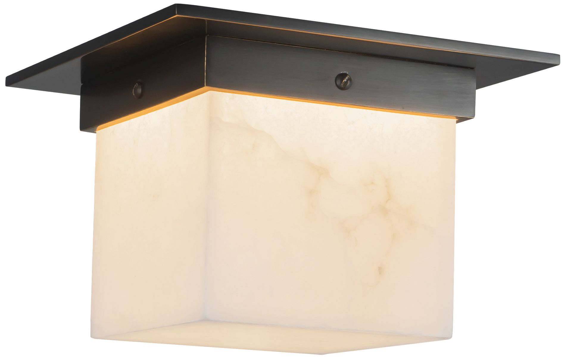 Mineral 8-in Alabaster Square Flush Mount with Urban Bronze Finish
