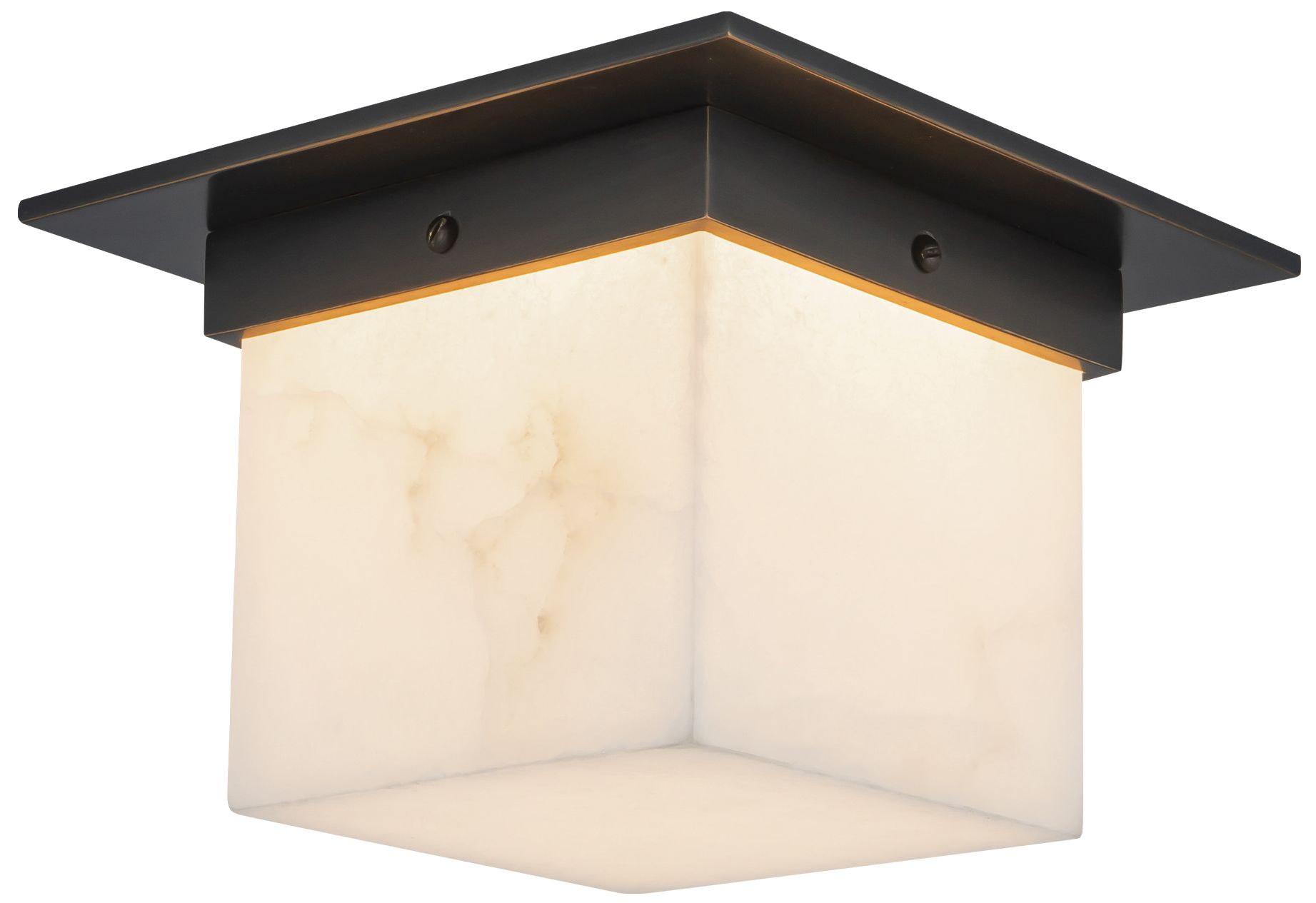 Image 3 Mineral 8-in Alabaster Square Flush Mount with Urban Bronze Finish more views