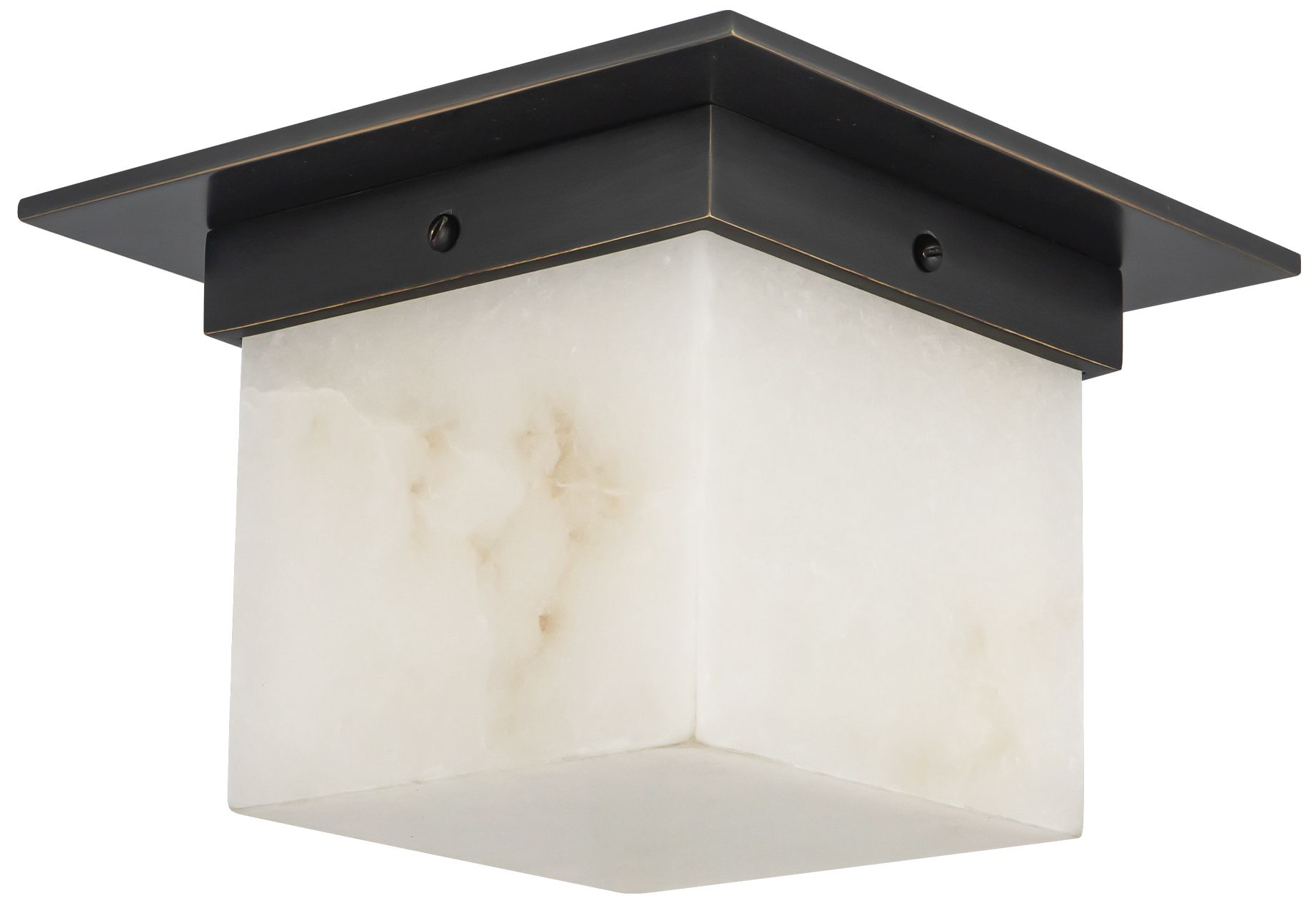 Image 4 Mineral 8-in Alabaster Square Flush Mount with Urban Bronze Finish more views