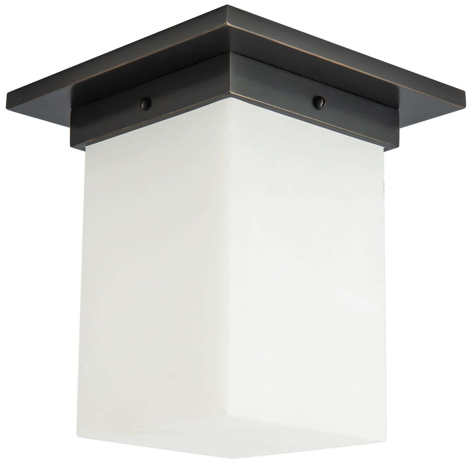 Image 3 Mineral 8-in Alabaster Square Flush Mount with Urban Bronze Finish more views