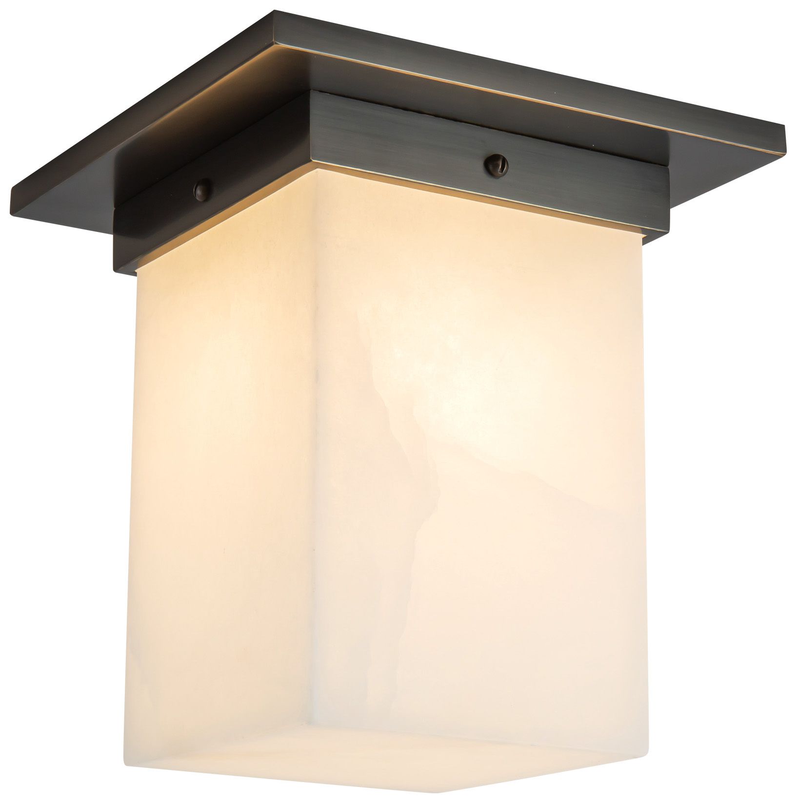 Image 4 Mineral 8-in Alabaster Square Flush Mount with Urban Bronze Finish more views