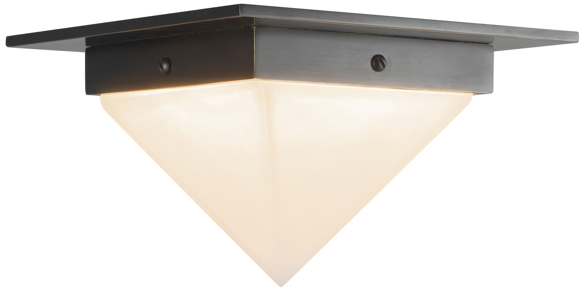 Mineral 8-in Alabaster Triangular Flush Mount with Urban Bronze Finish