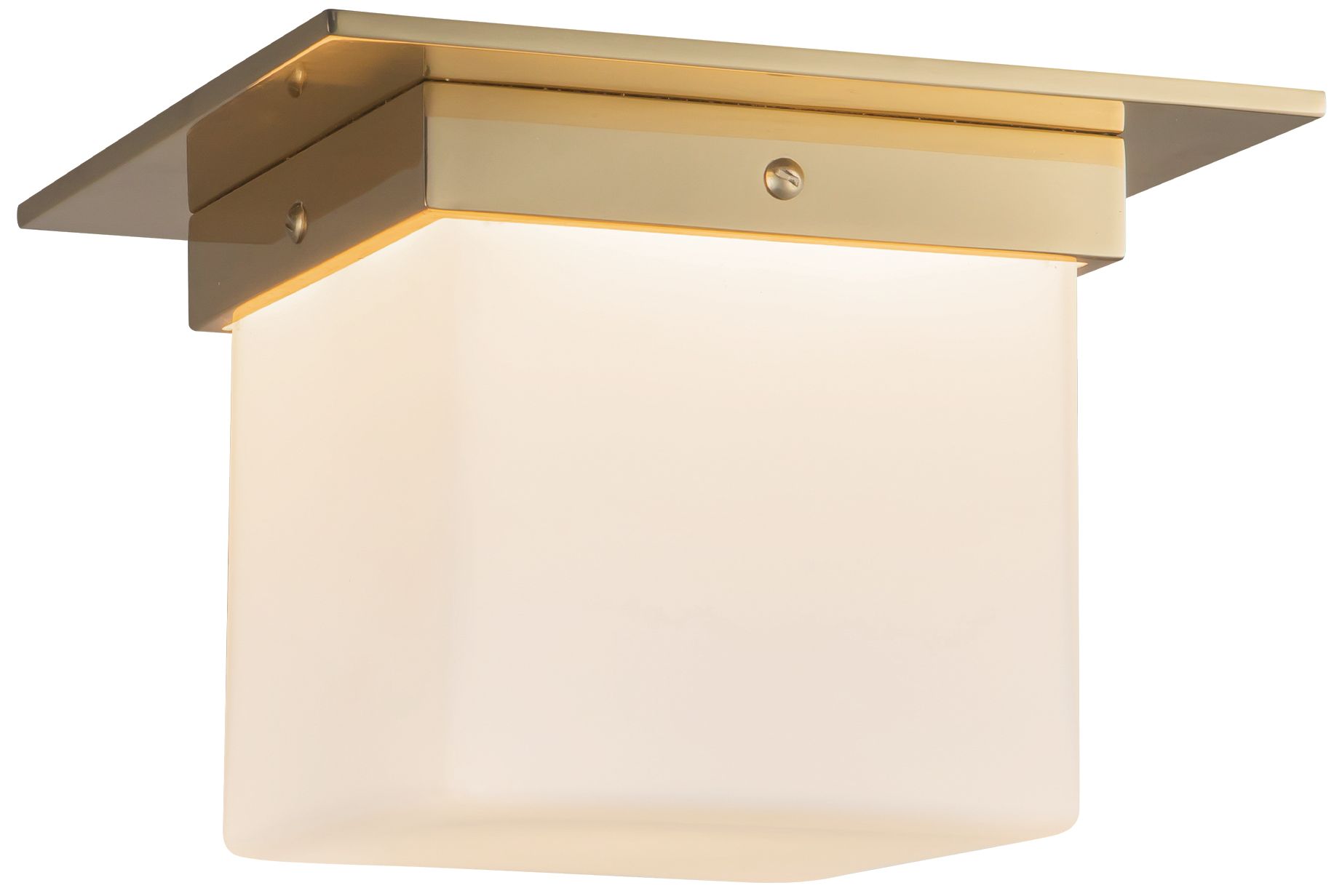 Mineral 8-in Patina Brass Square Flush Mount with Opal Glass
