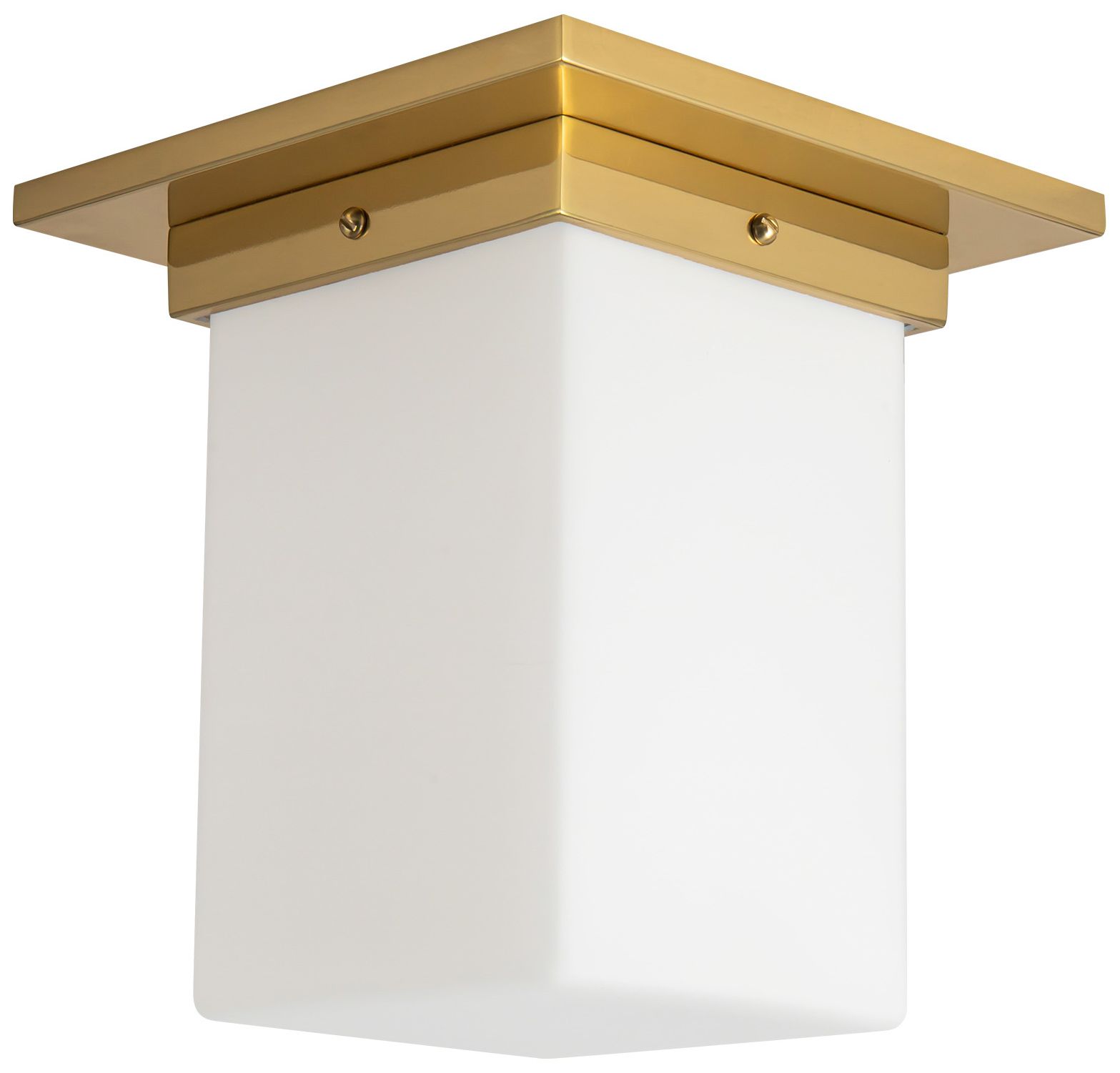 Image 3 Mineral 8-in Patina Brass Square Flush Mount with Opal Glass more views