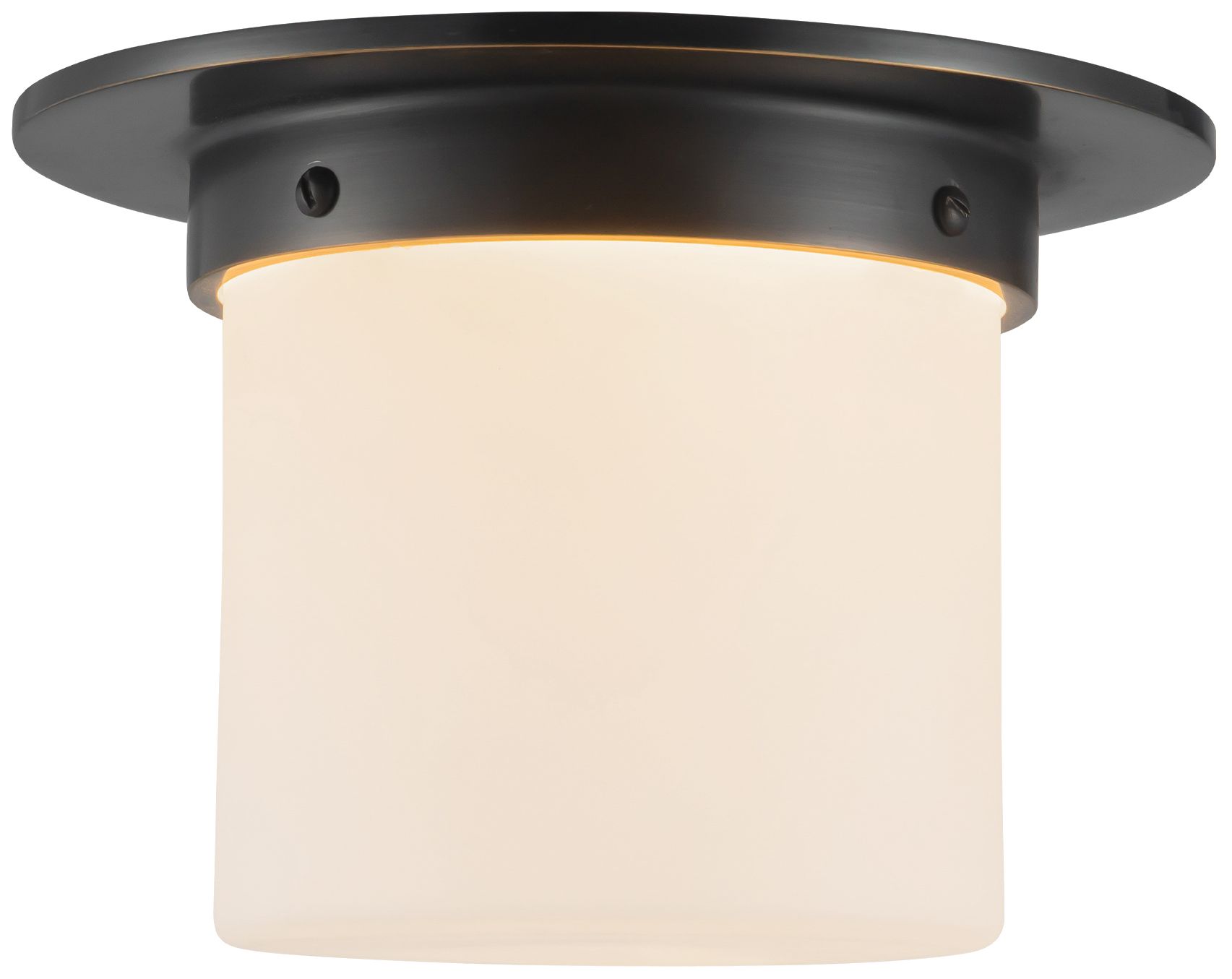 Mineral 8-in Urban Bronze Cylinder Flush Mount with Opal Glass