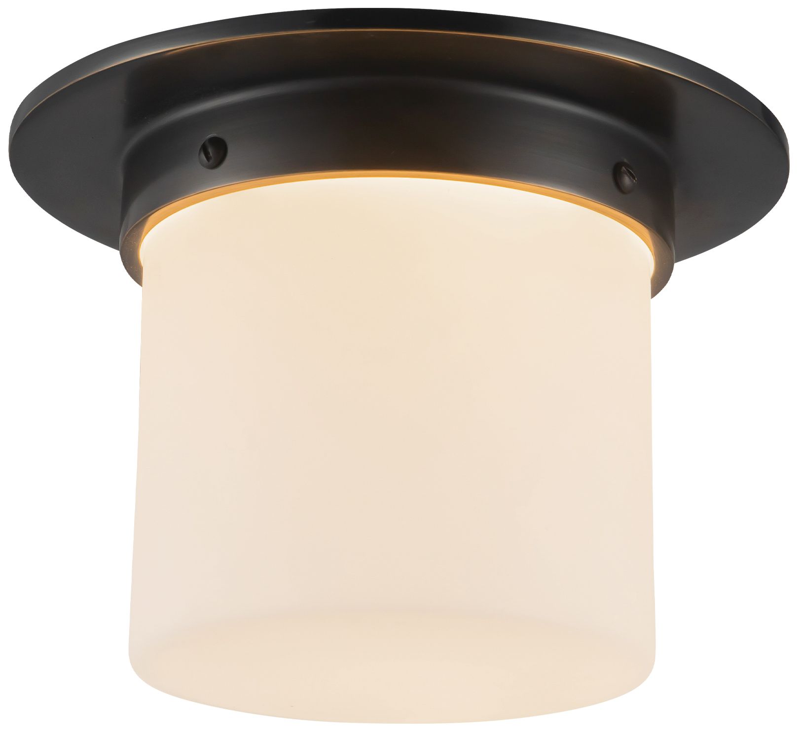 Image 3 Mineral 8-in Urban Bronze Cylinder Flush Mount with Opal Glass more views