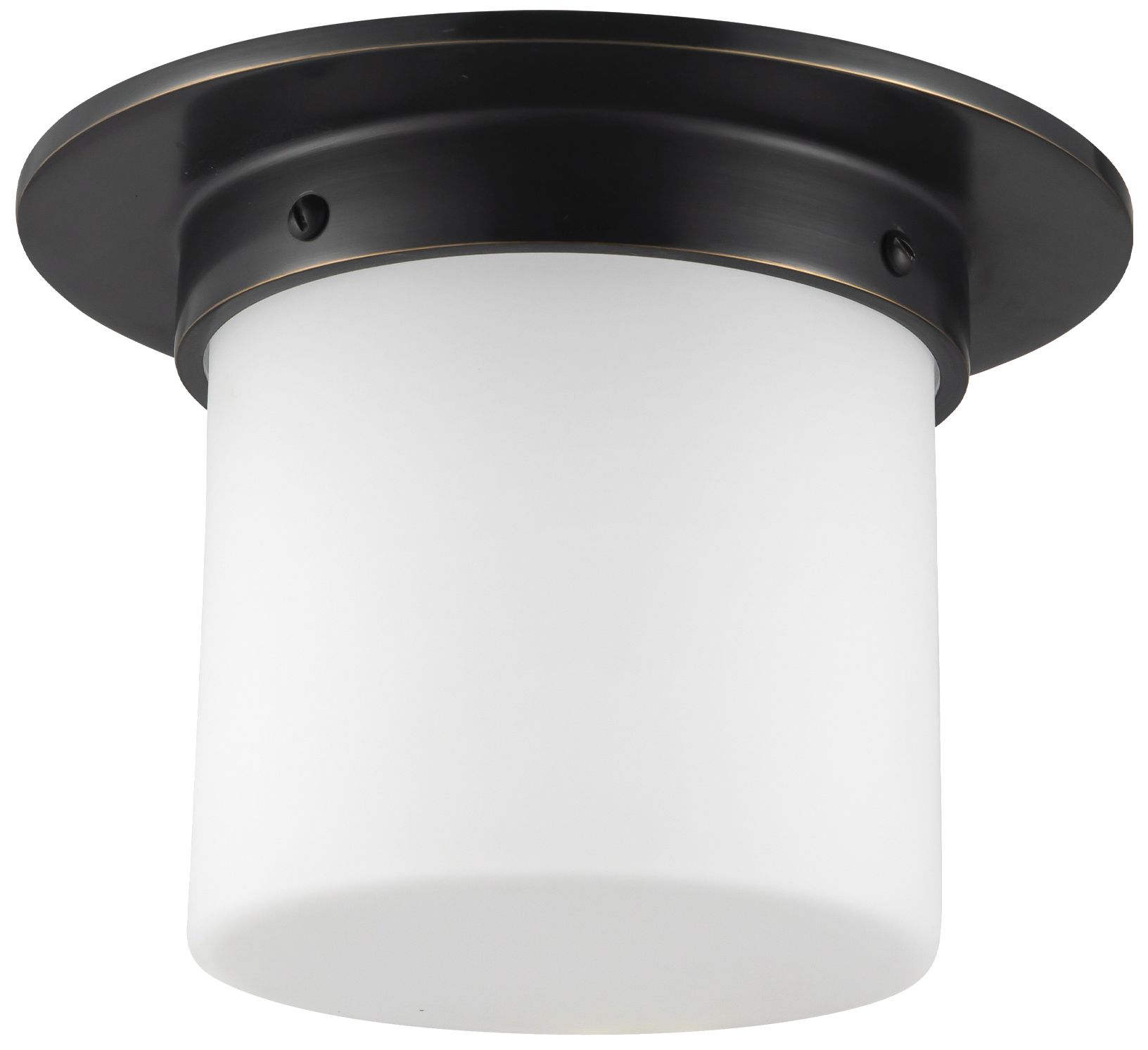 Image 4 Mineral 8-in Urban Bronze Cylinder Flush Mount with Opal Glass more views