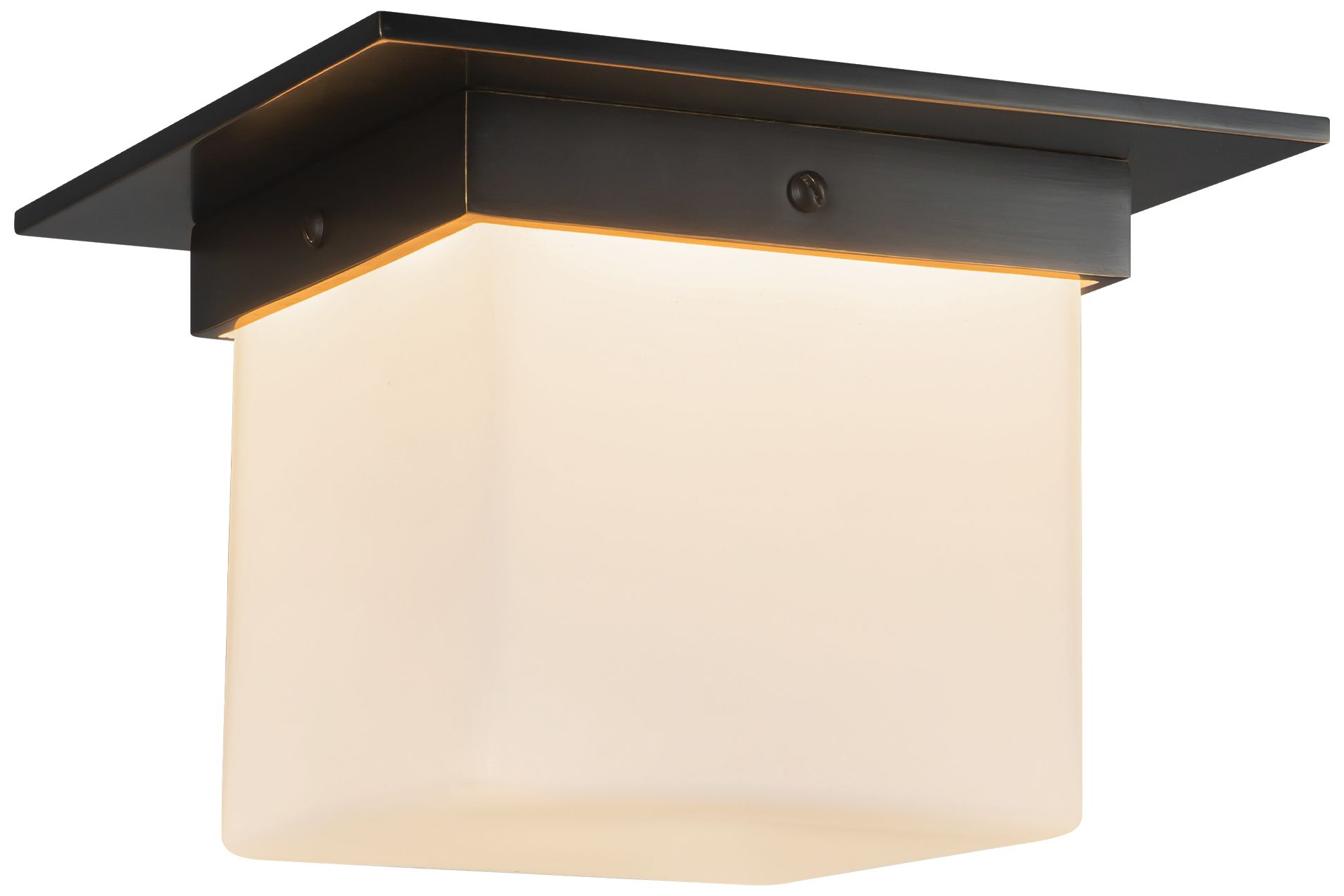 Mineral 8-in Urban Bronze Square Flush Mount with Opal Glass