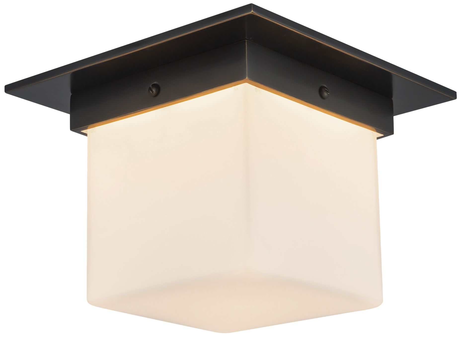 Image 3 Mineral 8-in Urban Bronze Square Flush Mount with Opal Glass more views