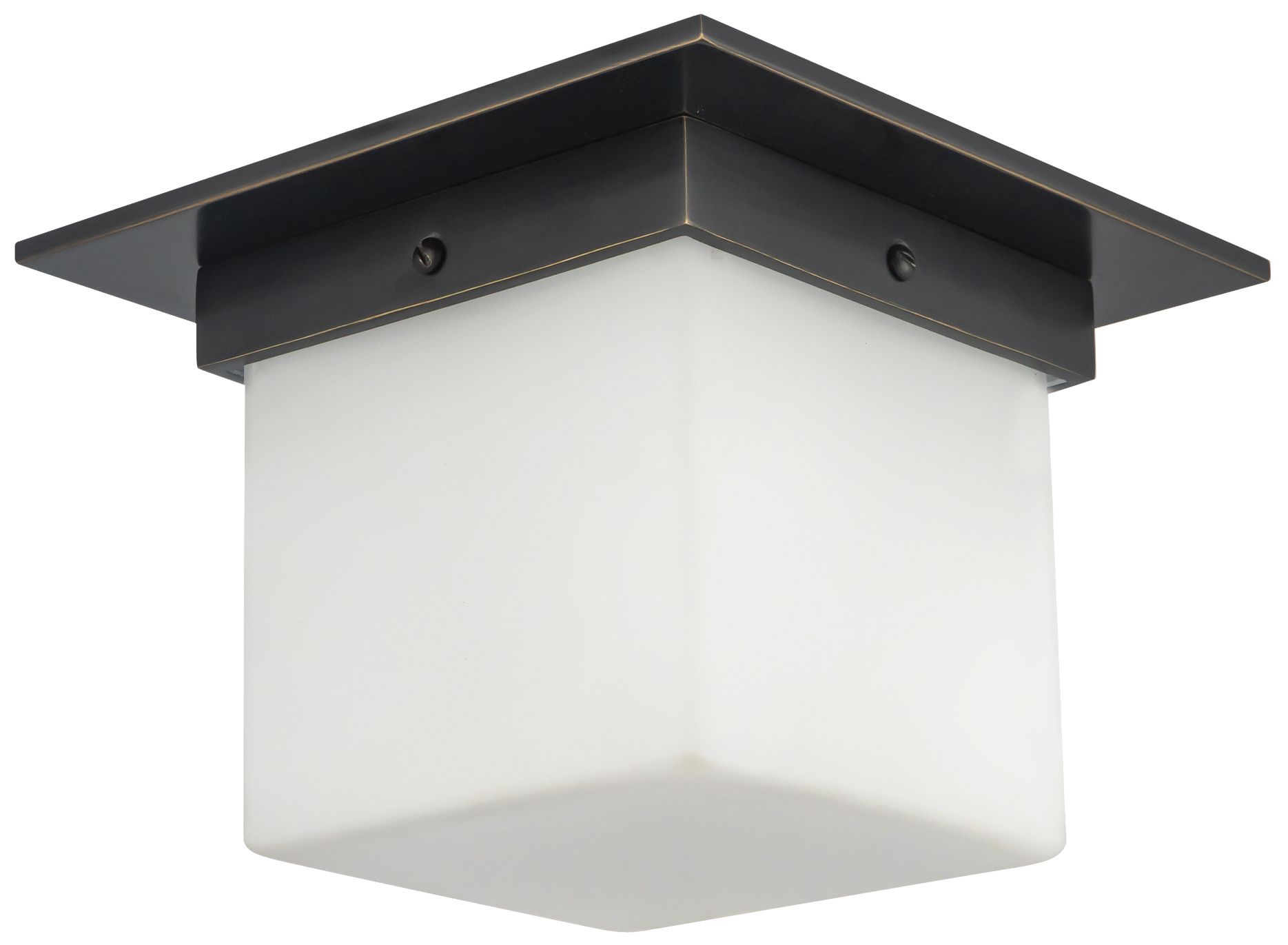 Image 4 Mineral 8-in Urban Bronze Square Flush Mount with Opal Glass more views