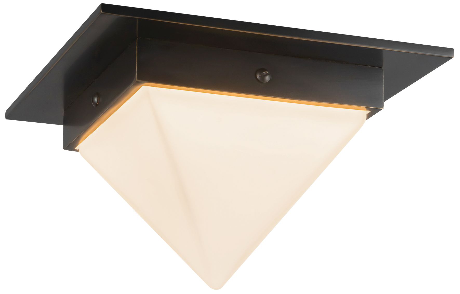 Image 3 Mineral 8-in Urban Bronze Triangular Flush Mount with Opal Glass more views