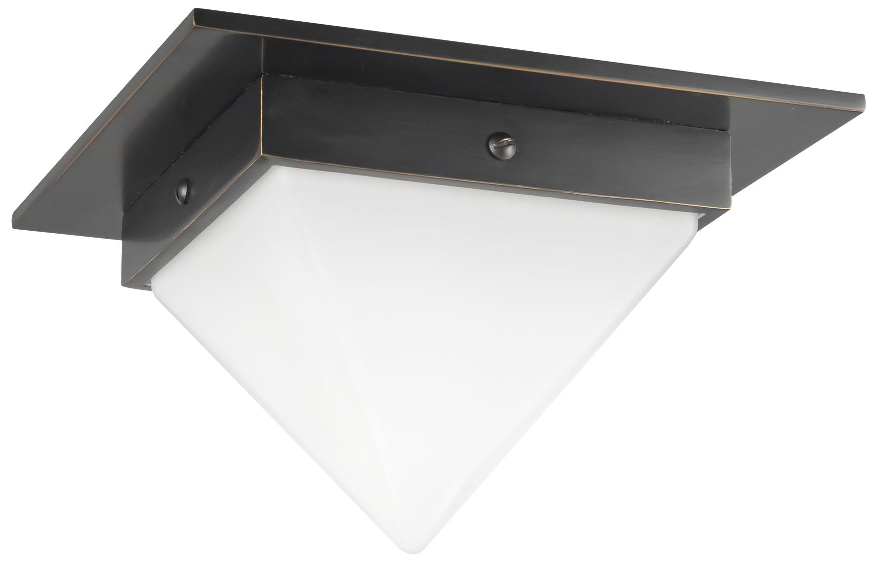 Image 4 Mineral 8-in Urban Bronze Triangular Flush Mount with Opal Glass more views