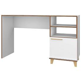 Image1 of Minetta 2-Shelf Mid-Century Office Desk in White
