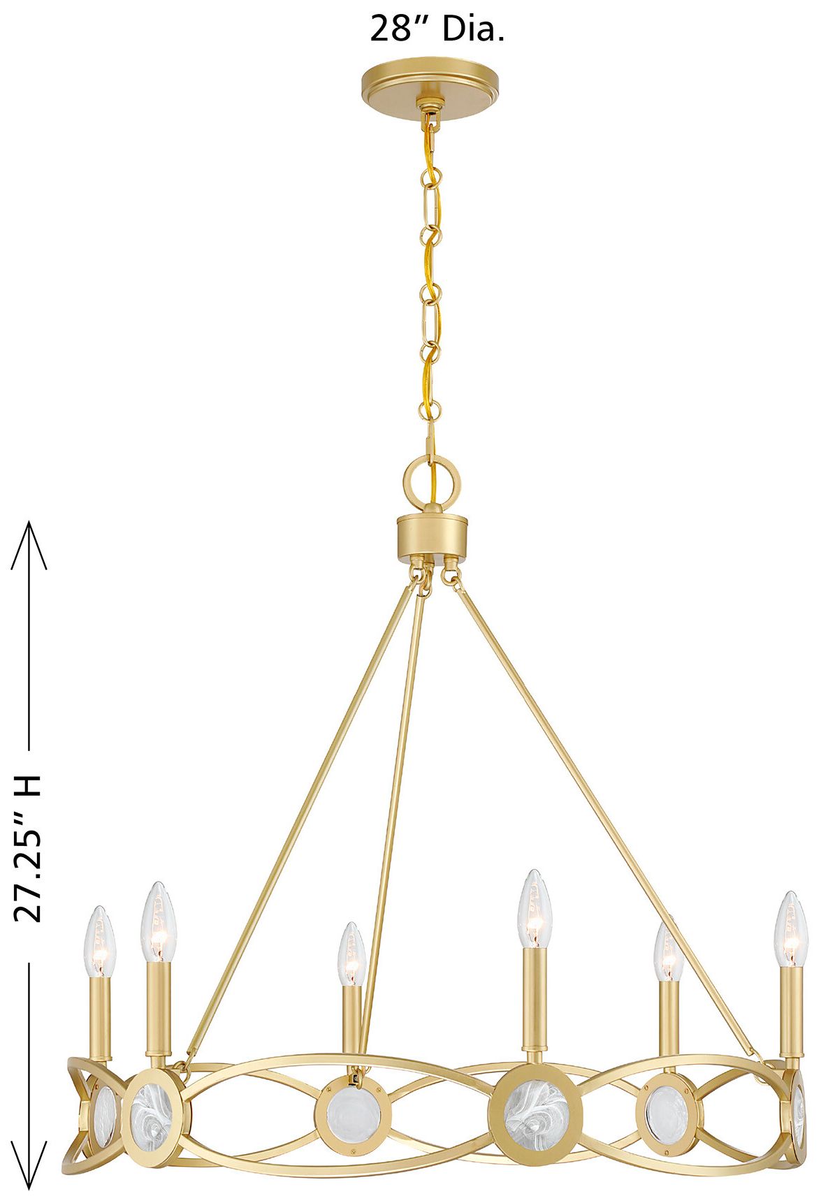 Minette 6-Light Chandelier in Spun Gold