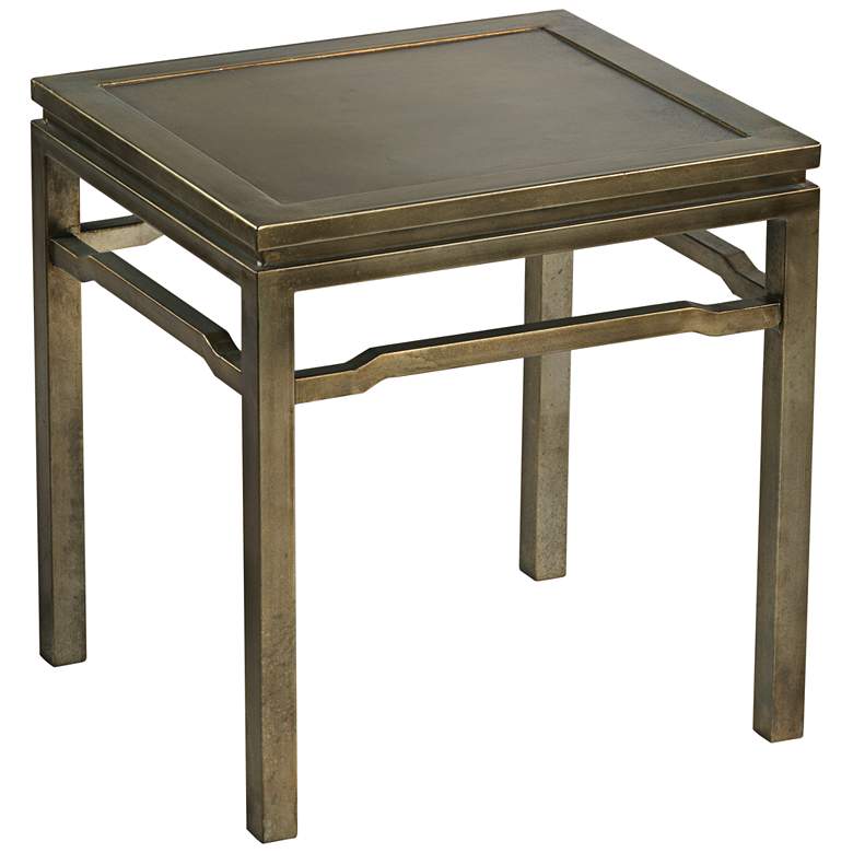 Image 1 Ming 18 1/2 inch Wide Antique Silver Patina Square Side Table