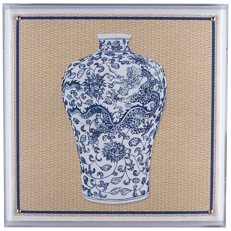 Image 1 Ming Vase I 20" Square Shadow Box Giclee Canvas Wall Art