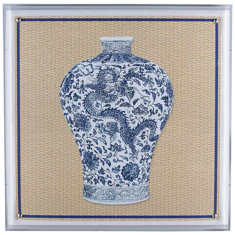 Image 1 Ming Vase II 20" Square Shadow Box Giclee Canvas Wall Art