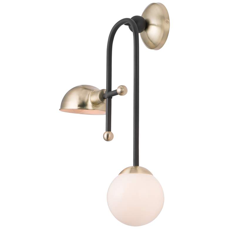 Image 1 Mingle 25 inchH Satin Brass and Bronze 2-Light LED Wall Sconce