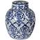 Mingming 10" High Crackled Blue and White Covered Jar