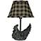 Mini Black Rooster With Plaid Shade Country Table Lamp