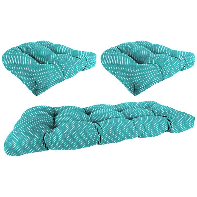 Image 1 Mini Dots Ocean 3-Piece Outdoor Wicker Seat Cushion Set