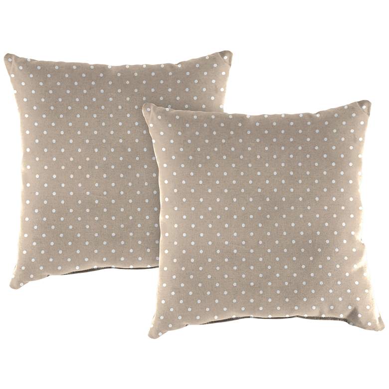 Image 1 Mini Dots Oyster 18 inch Square Outdoor Toss Pillow Set of 2