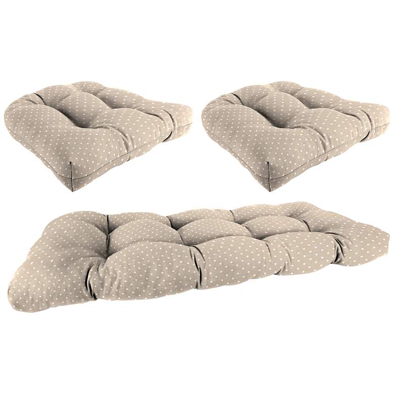 Image 1 Mini Dots Oyster 3-Piece Outdoor Wicker Seat Cushion Set