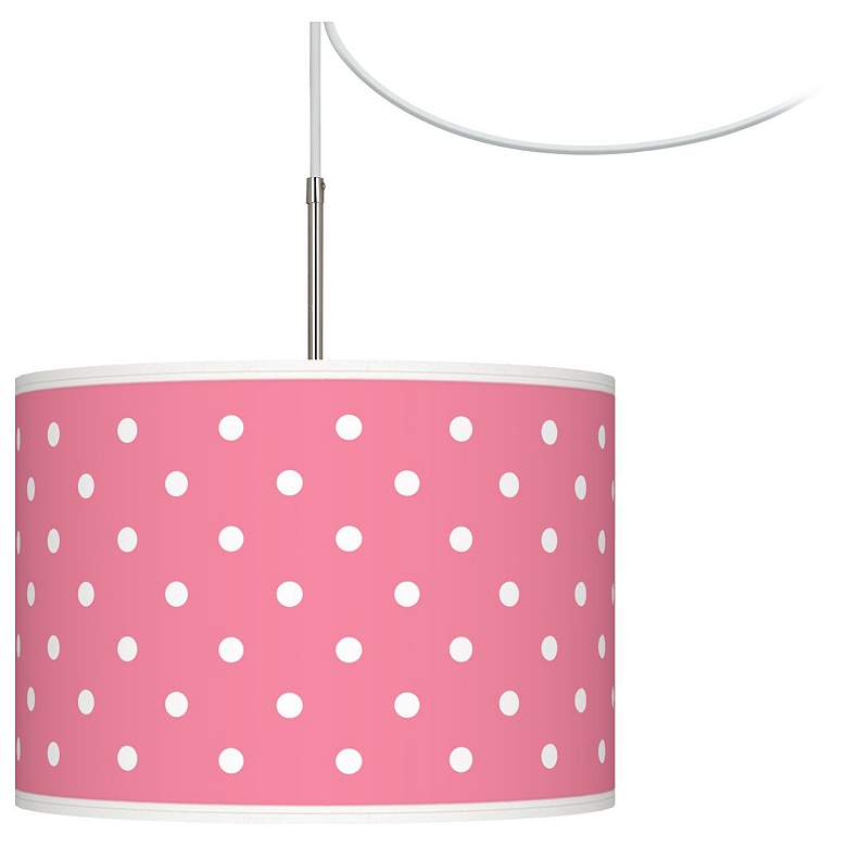 Image 1 Mini Dots Pink Giclee Glow Swag Style Plug-In Chandelier