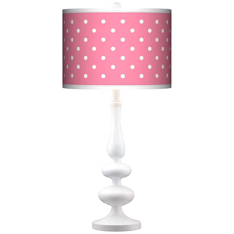 Image 1 Mini Dots Pink Giclee Paley White Table Lamp