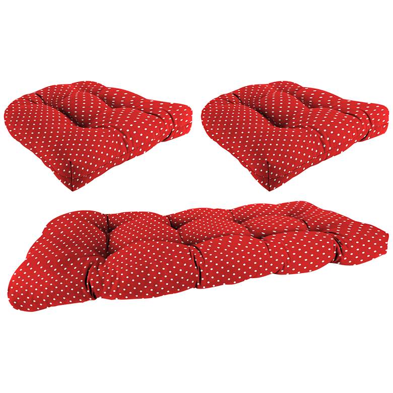 Image 1 Mini Dots Rojo 3-Piece Outdoor Wicker Seat Cushion Set