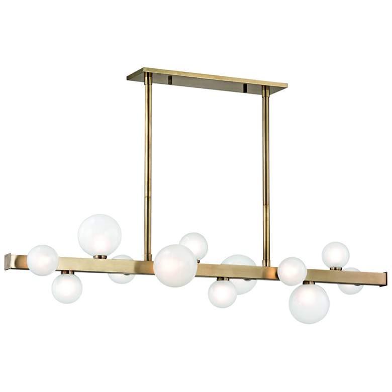 Image 2 Mini Hinsdale 44 1/2 inch Brass LED Modern Kitchen Island Light Pendant