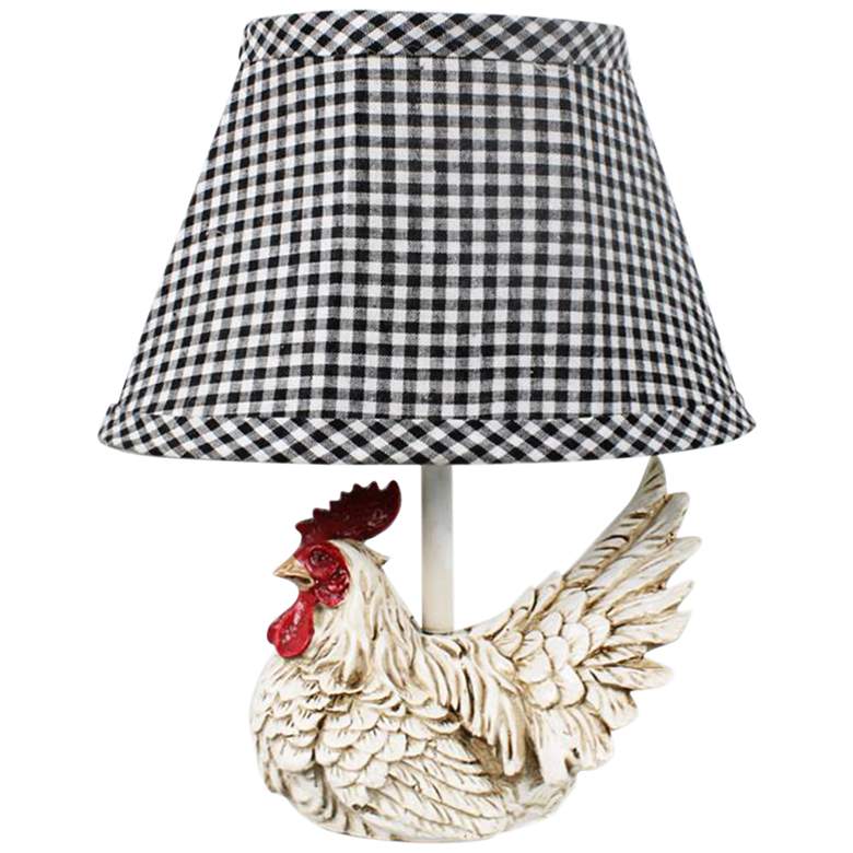 Image 1 Mini White Rooster 12 inch High White Accent Table Lamp