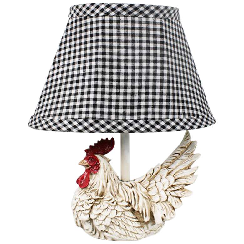 Image 1 Mini White Rooster 12" High White Accent Table Lamp