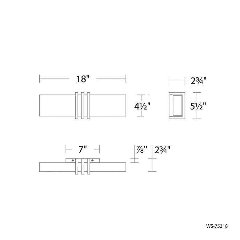 Image 3 Minibar 5.5"H x 18"W 18-Light Linear Bath Bar in Black more views