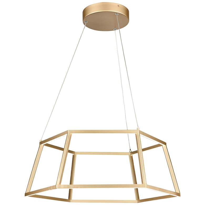 Image 3 Minimalist 21" Wide Soft Gold Geometric LED Pendant Light