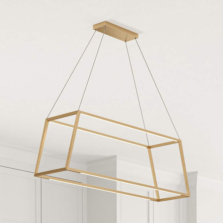 Image 2 Minimalist 21" Wide Soft Gold Geometric LED Pendant Light