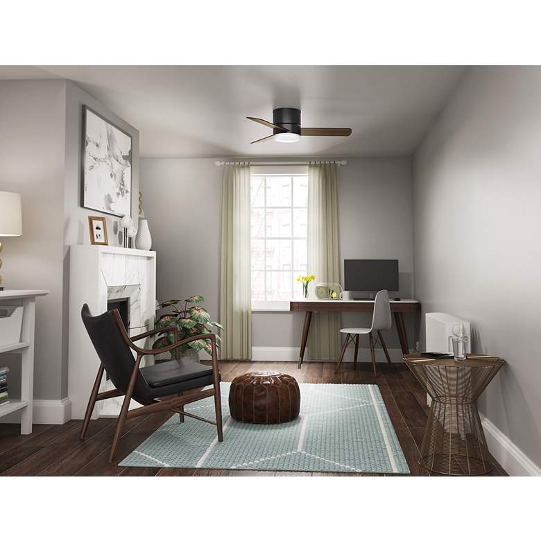 Image 6 Minimus 44 in Indoor Matte Black LED Ceiling Fan with Remote more views