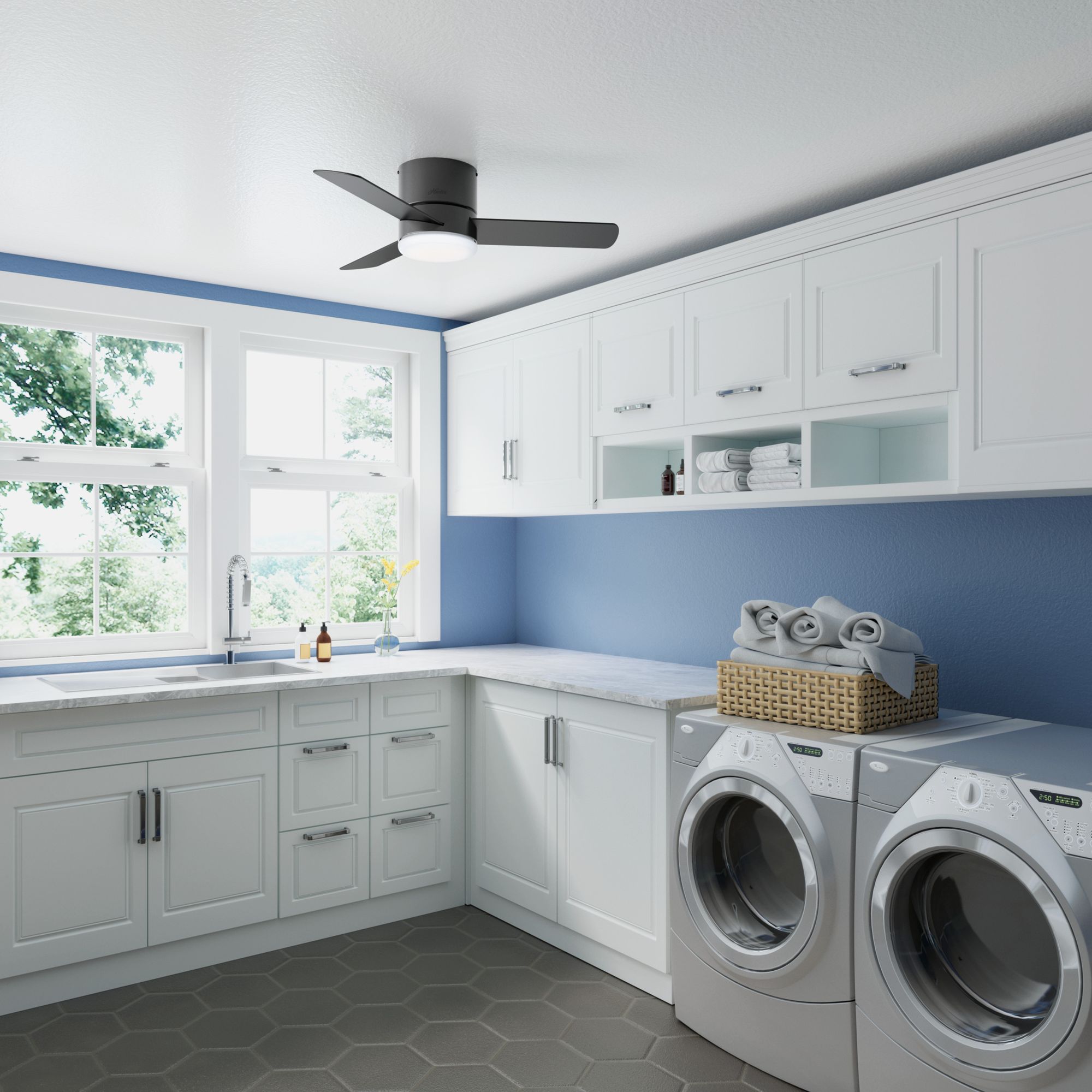 Minimus 44 in Indoor Matte Black LED Ceiling Fan with Remote