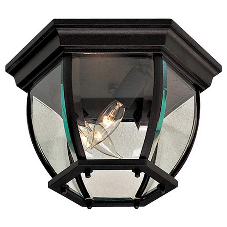 Image 1 Minka 10 3/4" Wide 3-Light Black Outdoor Flush Mount Ceiling Light