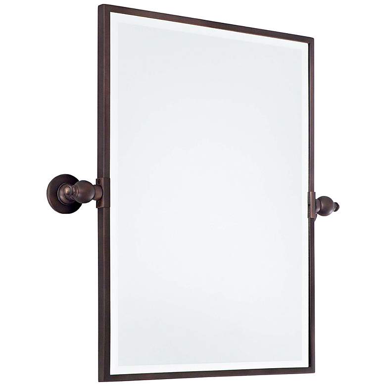Image 2 Minka 24 inch High Rectangle Brushed Bronze Bathroom Wall Mirror more views